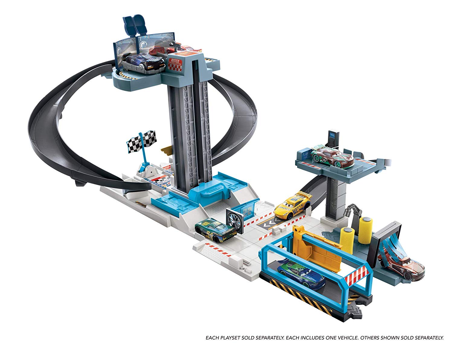 Игровой набор Тачки 3: Центр настройки (Disney and Pixar Cars Rust-Eze Tune-Up Center with Jackson Storm and Play Areas)