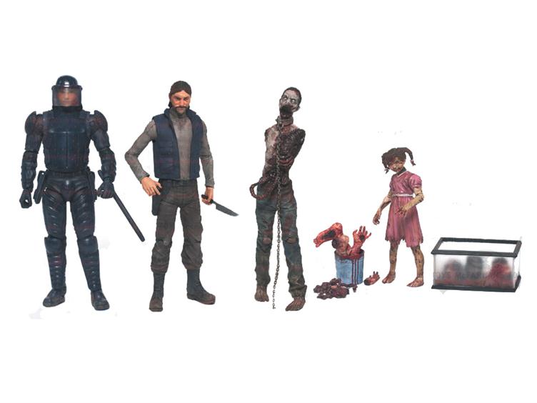 Ходячие Мертвецы: Полицейский, Губернатор, Зомби Майк, Зомби Пенни (McFarlane Toys The Walking Dead Comic Series 02 Set Riot Gear Glenn, The Governor, Michonne's Pet Zombie Mike, Zombie Penny Action Figures)
